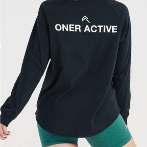 Oner Active Graphic Oversized Long Sleeve Tee Black